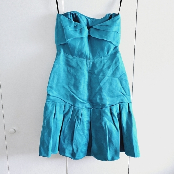 Monique Lhuillier Blue Turquioise Strapless Dress - Picture 3 of 6